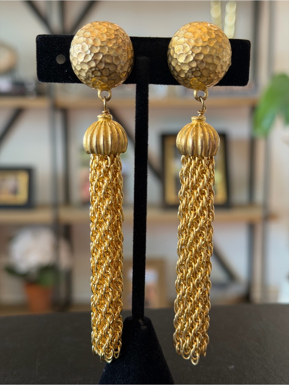 Ben-Amun Gold Chain Tassel Drop Earrings - Picture 2 of 6